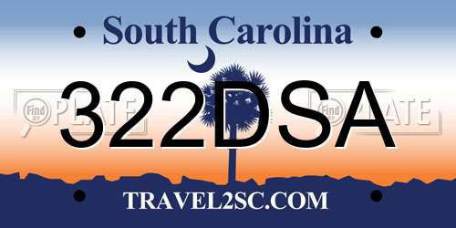 322DSA South Carolina License Plate