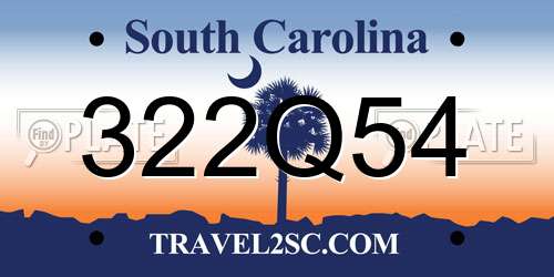 322Q54 South Carolina License Plate