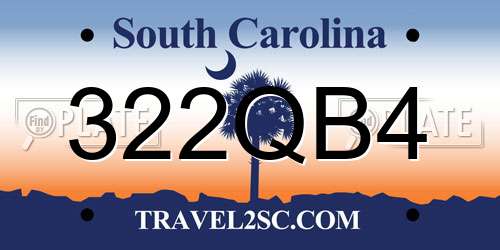 322QB4 South Carolina License Plate