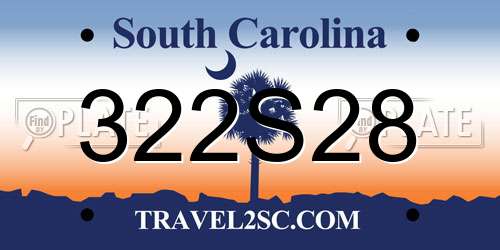322S28 South Carolina License Plate