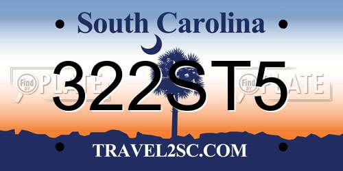 322ST5 South Carolina License Plate