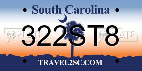 322ST8 South Carolina License Plate