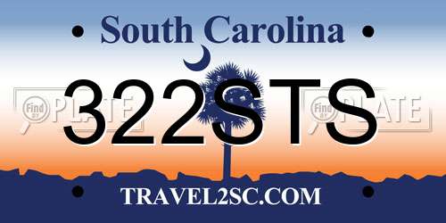 322STS South Carolina License Plate
