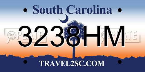 3238HM South Carolina License Plate