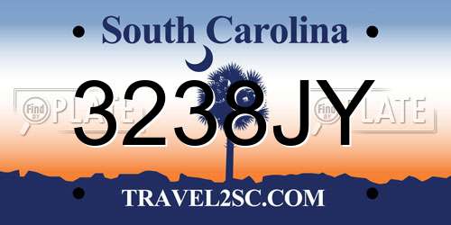 3238JY South Carolina License Plate
