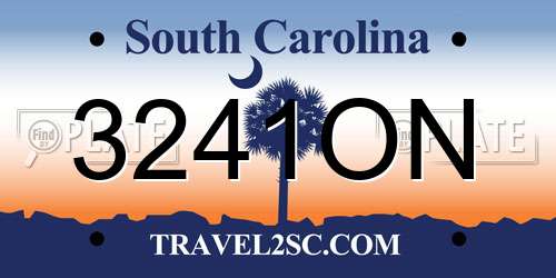3241ON South Carolina License Plate