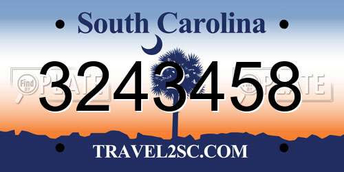 3243458 South Carolina License Plate