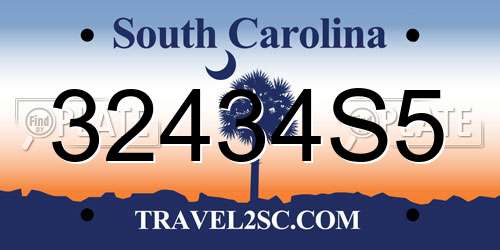 32434S5 South Carolina License Plate