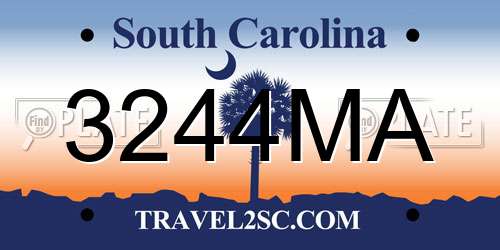 3244MA South Carolina License Plate