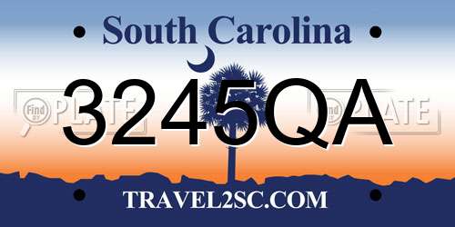 3245QA South Carolina License Plate