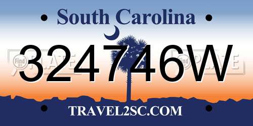 324746W South Carolina License Plate