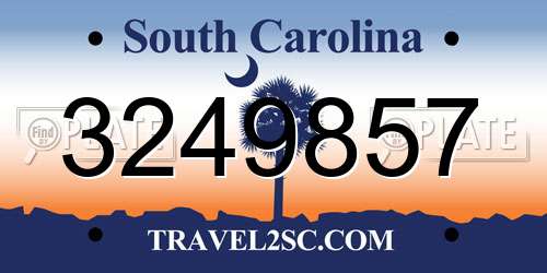 3249857 South Carolina License Plate