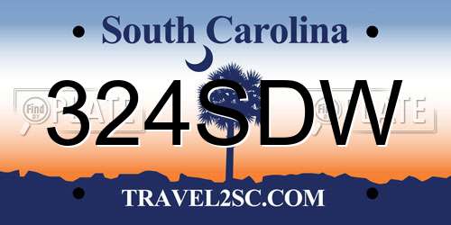324SDW South Carolina License Plate