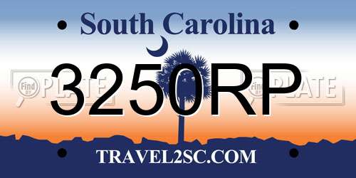 3250RP South Carolina License Plate