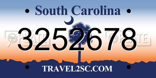 3252678 South Carolina License Plate