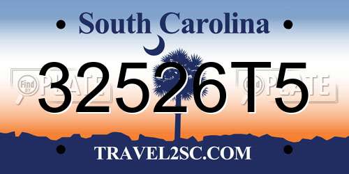 32526T5 South Carolina License Plate
