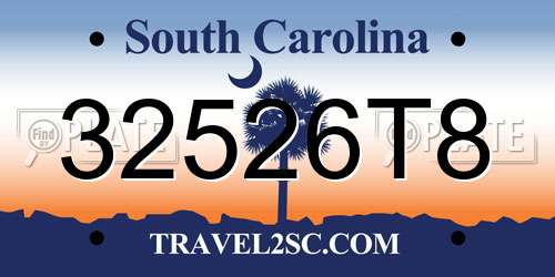 32526T8 South Carolina License Plate