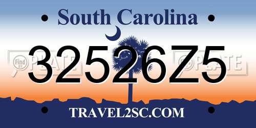 32526Z5 South Carolina License Plate