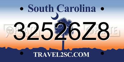 32526Z8 South Carolina License Plate