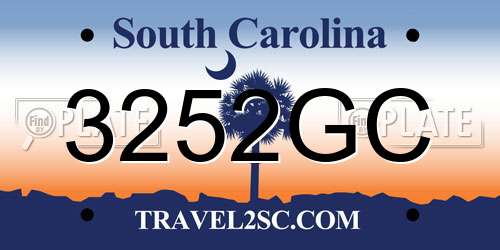 3252GC South Carolina License Plate