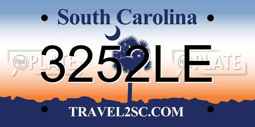 3252LE South Carolina License Plate