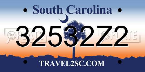 32532Z2 South Carolina License Plate
