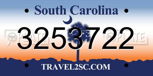 3253722 South Carolina License Plate