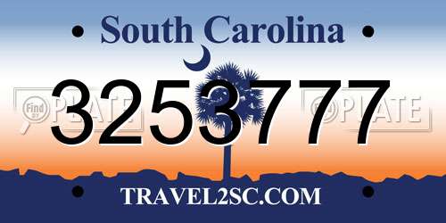 3253777 South Carolina License Plate