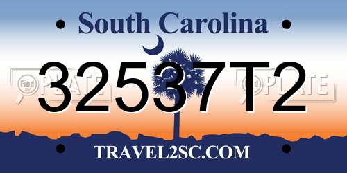 32537T2 South Carolina License Plate