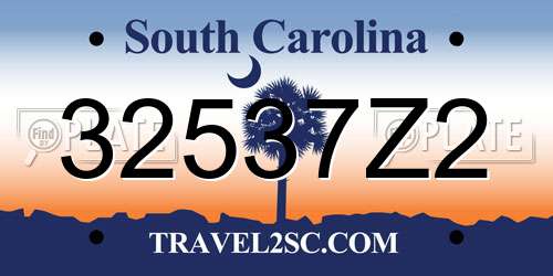 32537Z2 South Carolina License Plate