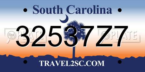 32537Z7 South Carolina License Plate