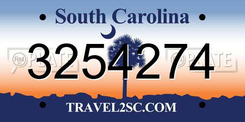 3254274 South Carolina License Plate