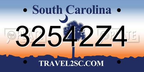 32542Z4 South Carolina License Plate