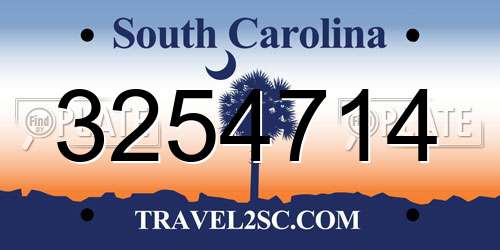 3254714 South Carolina License Plate