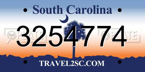 3254774 South Carolina License Plate
