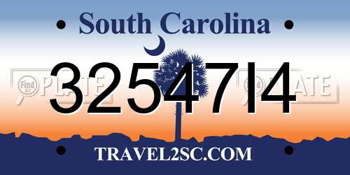 32547I4 South Carolina License Plate