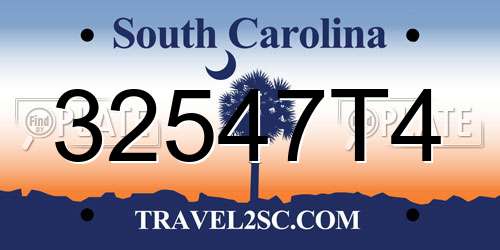 32547T4 South Carolina License Plate