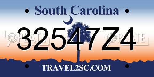 32547Z4 South Carolina License Plate