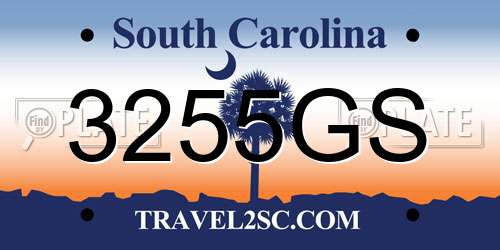 3255GS South Carolina License Plate
