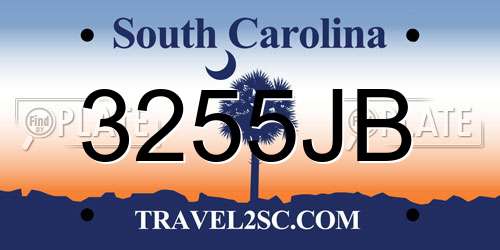 3255JB South Carolina License Plate