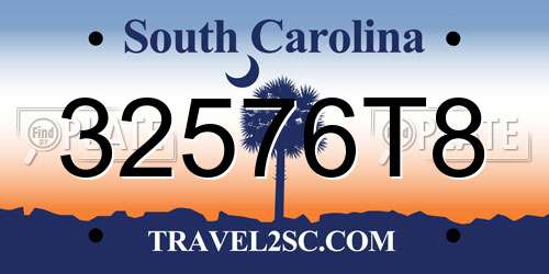 32576T8 South Carolina License Plate