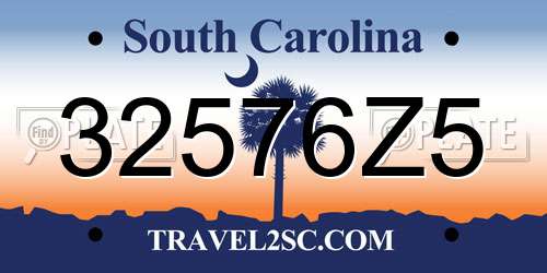 32576Z5 South Carolina License Plate