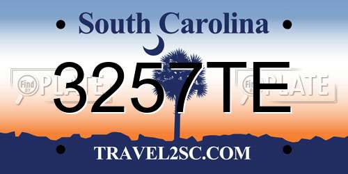 3257TE South Carolina License Plate