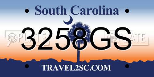 3258GS South Carolina License Plate