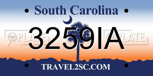 3259IA South Carolina License Plate