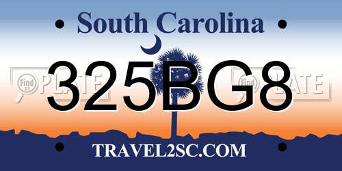 325BG8 South Carolina License Plate
