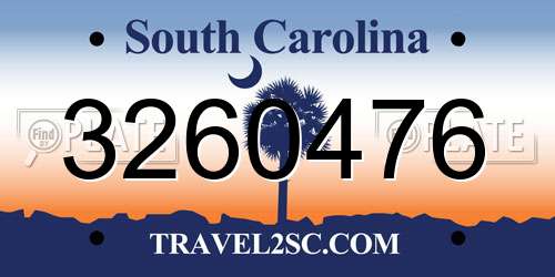 3260476 South Carolina License Plate