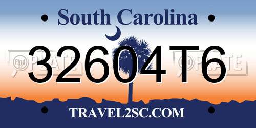 32604T6 South Carolina License Plate