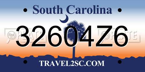 32604Z6 South Carolina License Plate