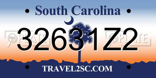 32631Z2 South Carolina License Plate